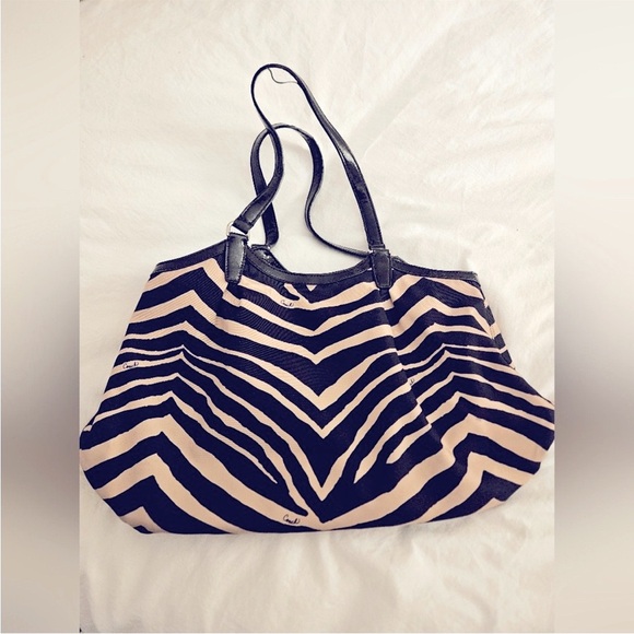 COACH Signature Stripe Zebra Devin Shoulder Bag - Picture 5 of 10